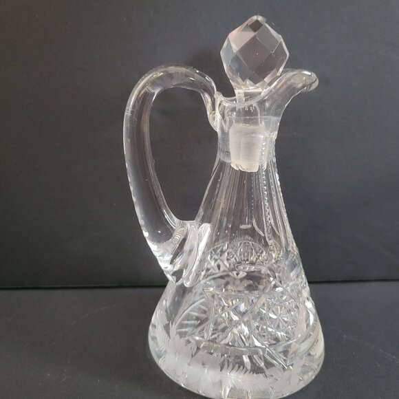 Cut Glass Crystal Cruet Decanter With Stopper - Picture 1 of 14
